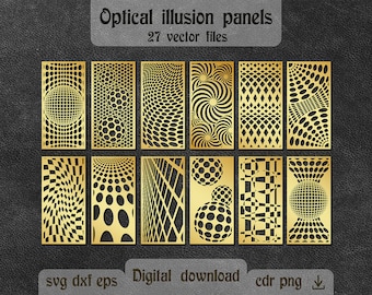 27 Optical Illusion designs decorative partition screen dxf Optical Illusion decorative panel dxf for CNC router Room divider dxf for plasma