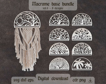 Tree of life macrame base svg Macrame hanger Glowforge svg Laser Cnc Projects Tree decor macrame svg bundle Macrame Laser cut Bow holder svg
