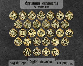Christmas ornaments svg Mandala ornament svg Floral ornament svg Glowforge Christmas ornaments laser cut Christmas tree decor dxf Cricut svg