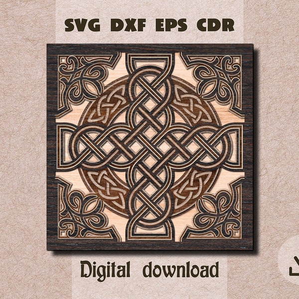 Celtic knot layered mandala svg Celtic knot svg 3d celtic svg St Patrick day decor svg Celtic wall art Celtic cross svg