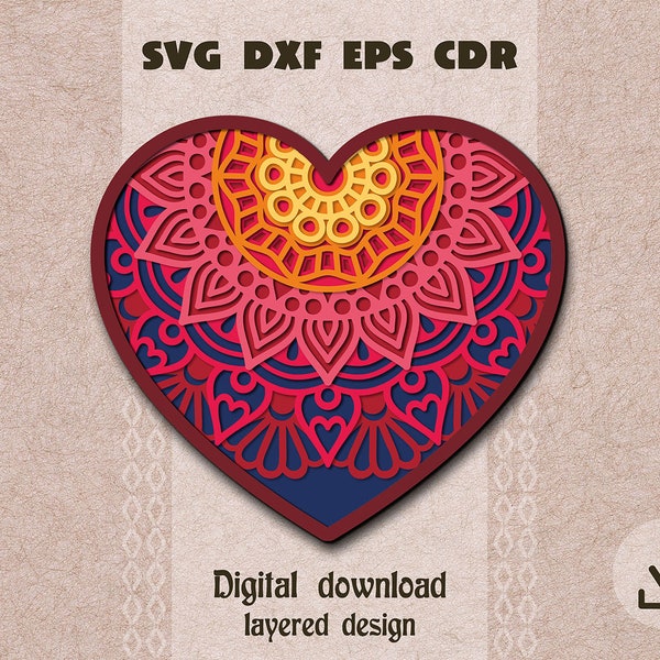 Heart Mandala Svg - Etsy