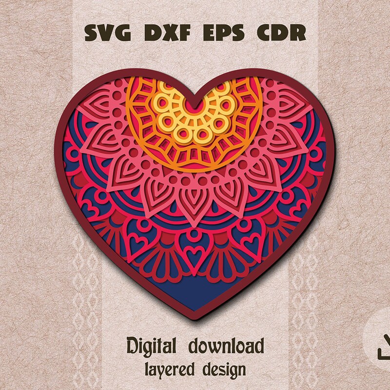 Heart Mandala Svg - Etsy
