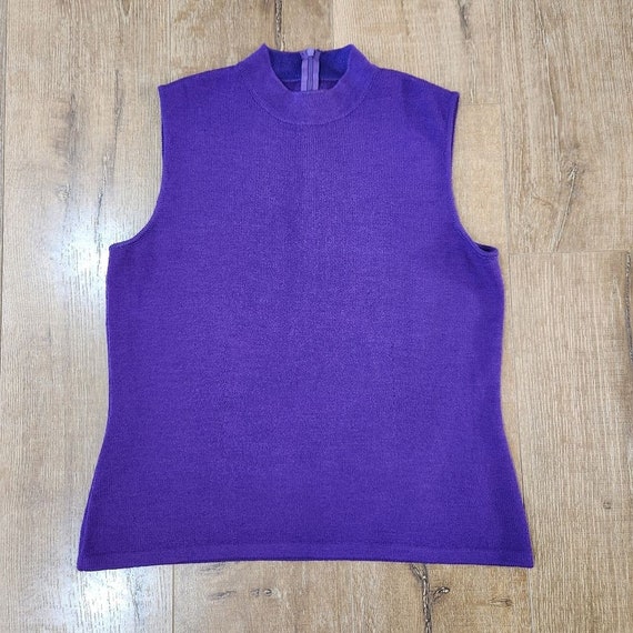 Vintage women's St. John purple knit sleeveless m… - image 1
