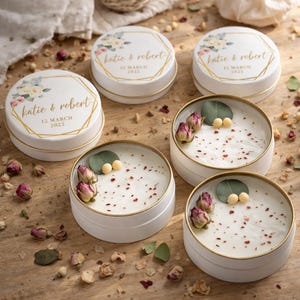 Personalized Dried Flower Tin Candle Favors: Scented Soy Wax, Bulk ...
