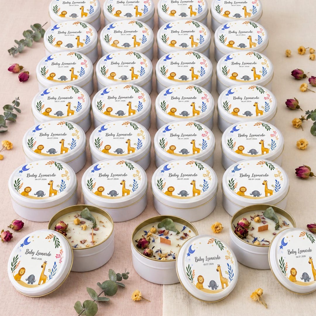 Personalized Baby Shower Candle Favors - Custom Boy Girl Name Baptism ...