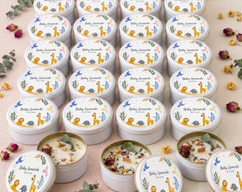 Personalized Baby Shower Candle Favors - Custom Boy Girl Name Baptism Party Gifts for Guests
