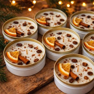 Velas de soja con aroma a café: set de regalo de boda personalizado con naranja y canela