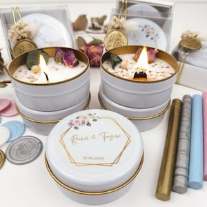 Velas de soja perfumadas con etiqueta personalizada y caja de regalo: recuerdo de boda, regalo para ella, cumpleaños, dama de honor, decoración minimalista para el hogar.