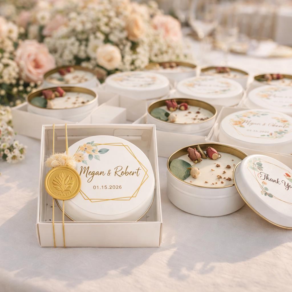 Personalized Soy Wax Candle Favors – Wedding Gift Box With Wax Seal - Etsy