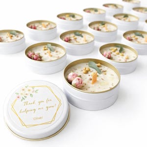 Personalized Dried Flower Tin Candle Favors: Scented Soy Wax, Bulk ...