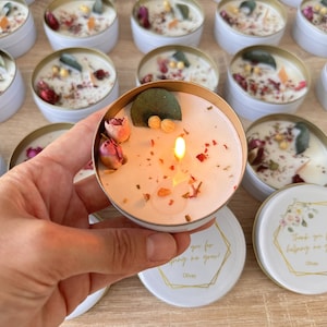 Personalized Dried Flower Tin Candle Favors: Scented Soy Wax, Bulk ...