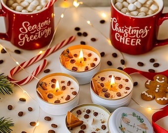 Coffee Scented Christmas Candle Favors • Winter Thank You Gift Set for Guests