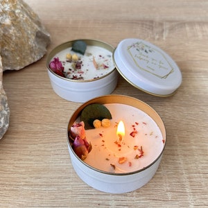 Personalized Dried Flower Tin Candle Favors: Scented Soy Wax, Bulk ...