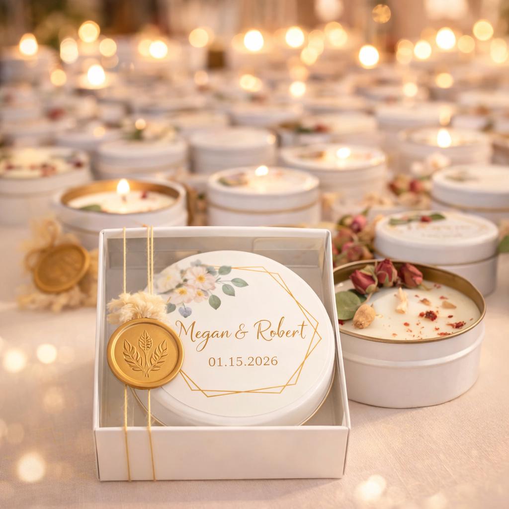 Personalized Soy Wax Candle Favors – Wedding Gift Box With Wax Seal - Etsy