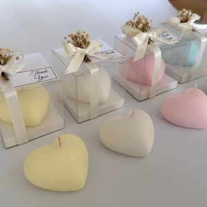 Personalized Heart Scented Soy Candle: Dried Flower Mini Bouquet Favor