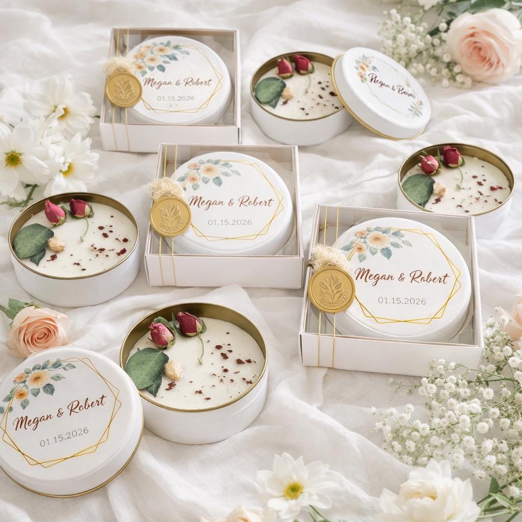 Personalized Soy Wax Candle Favors – Wedding Gift Box With Wax Seal - Etsy
