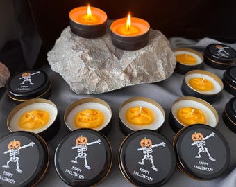 Spooky Pumpkin Face Soy Candles: Halloween Thanksgiving Decor