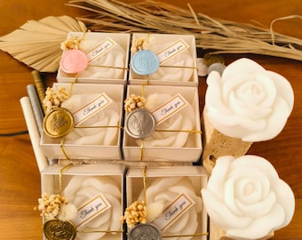 Personalized Rose Soy Wax Candle Favor – Wedding, Shower Gift Box