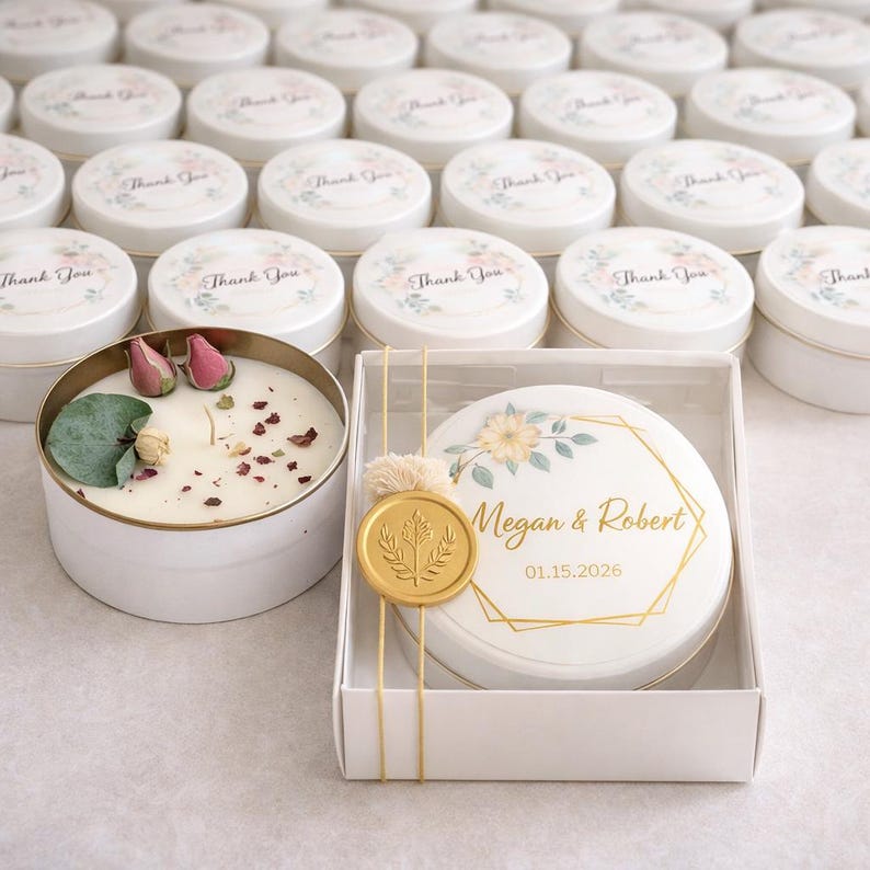 Personalized Soy Wax Candle Favors – Wedding Gift Box With Wax Seal - Etsy
