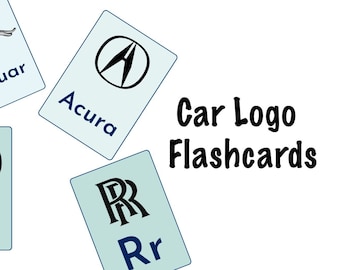 Tarjetas de logotipo de coche- Logotipos de coches- Marcas de coches- Tarjetas flash-26 Tarjetas flash- Tarjetas flash del alfabeto- Logotipos de coches en EE.UU.- Coches- Descarga digital