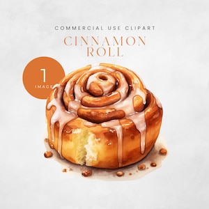 Cinnamon Roll Clipart, Cinnamon Bun PNG, Sweet Pastry Breakfast Graphics, Watercolor Bakery Clip Art, Pastries Dessert Digital Download