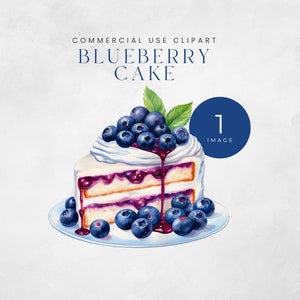 Watercolor Blueberry Cake Clipart, Blueberry Clip Art, Food Clipart, Berries Cake Clipart, Digital Download, Commercial Use