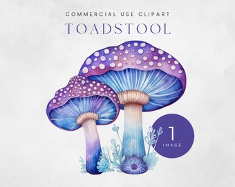 Niedliche Pilz Clipart, Aquarell Fliegenpilz Clip Art Digital Download, Pilz Grafiken für kommerzielle Nutzung, Aquarell Pilz PNG