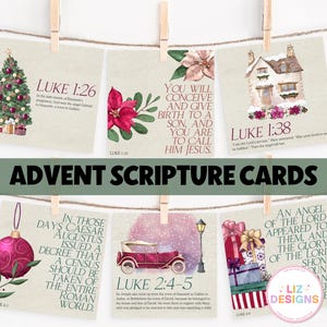 24 cartes bibliques de l'Avent, calendrier de l'Avent à imprimer pour enfants, activité versets bibliques, compte à rebours de Noël, histoire de la nativité, cartes bibliques