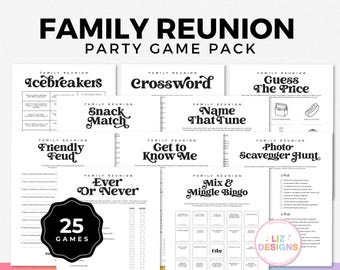 25 Printable Family Reunion Games, Fun Reunion Activities, Icebreakers, Trivia, Family Reunion Bingo, Family Party Game Bundle