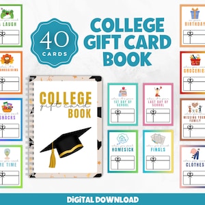 College Geschenk Karte Buch druckbare, Geschenk für College Studenten, Abschlussfeier Geschenk, Geschenkkartenhalter Buch, Survival Kit, Care Paket Album