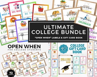 Open When Envelopes for College Students, College Student Care Package, College Gift Card Book, Open When Cards, Graduation Party Gifts