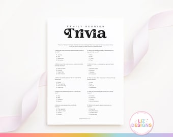 Family Reunion Games, Trivia Game, Printable Icebreaker, Reunion Party Game, Guessing Game, Get Together Activity, Family Gathering