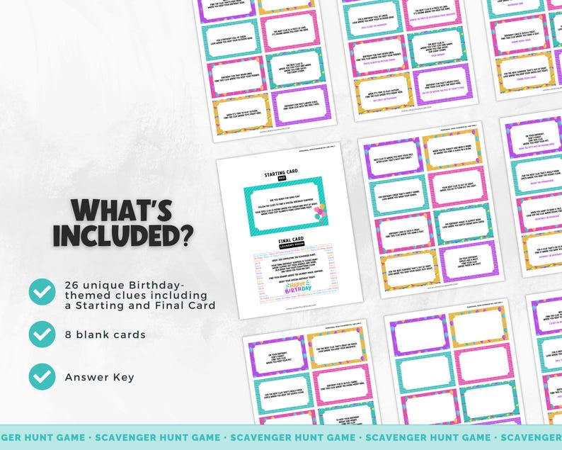 Birthday Indoor Scavenger Hunt Game for Kids and Teens, Fun Printable ...