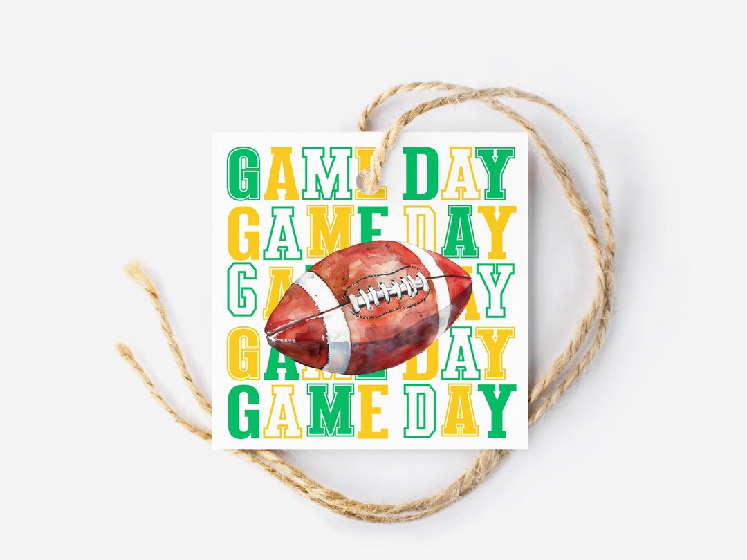 Printable Football Game Day Treat Tags, Yellow Green Game Day Snack Tag ...
