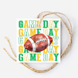 Printable Football Game Day Treat Tags, Yellow Green Game Day Snack Tag, Sport Favor Tag, Football Party Decor, Sports Team Snacks Gift Tags