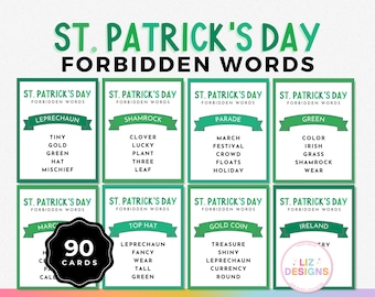 St. Patrick’s Day Forbidden Words Game, Printable Family Game Night, St Paddy’s Day Games, Office Irish Party Game, Games for Seniors