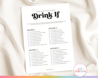 Icebreakers Drink If Game, Adult Drinking Game, Icebreaker Party Game, Conversation Starters, Dinner Party Table Games, Office Party Games