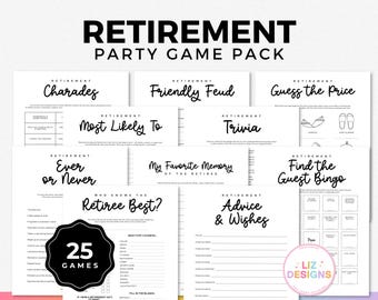 Retirement Party Games Bundle, Printable Office Party Games, Retirement Trivia, Icebreaker Games, Find the Guest Bingo, Pass the Prize