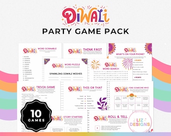 Diwali Party Games, 10 Printable Games for Kids & Adults, Fun Indian Festival, Diwali Bingo and Trivia Activities Bundle, Festival of Lights