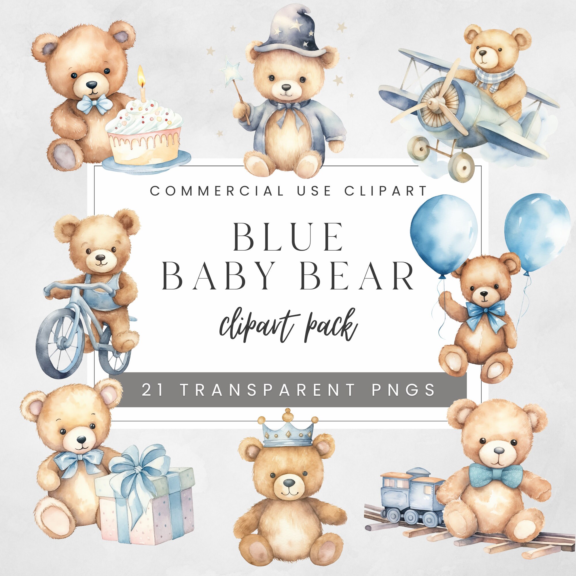 Bär und blaue Ballon Clipart, Aquarell Teddy Bär Clip Art Pack, Aquarell  Baby Dusche Clipart, Instant Download, kommerzielle Nutzung - Etsy  Österreich, image size:2000x2000