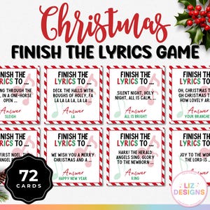 Christmas Carol Finish the Lyrics Game, Printable Christmas Carol Game, Holiday Song Party Game, Fun Group Xmas Games, Office Party Activity