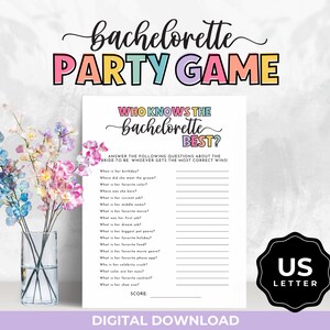 Bachelorette Party Games Who Knows the Bachelorette Best, How Well Do You Know The Bride, Bachelorette Weekend Game, Hen Do Party Games
