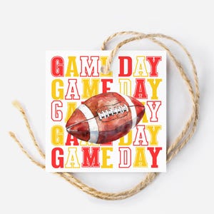 Printable Football Game Day Treat Tags, Yellow Red Game Day Snack Tag, Sport Favor Tag, Football Party Decor, Sports Team Snacks Gift Tags