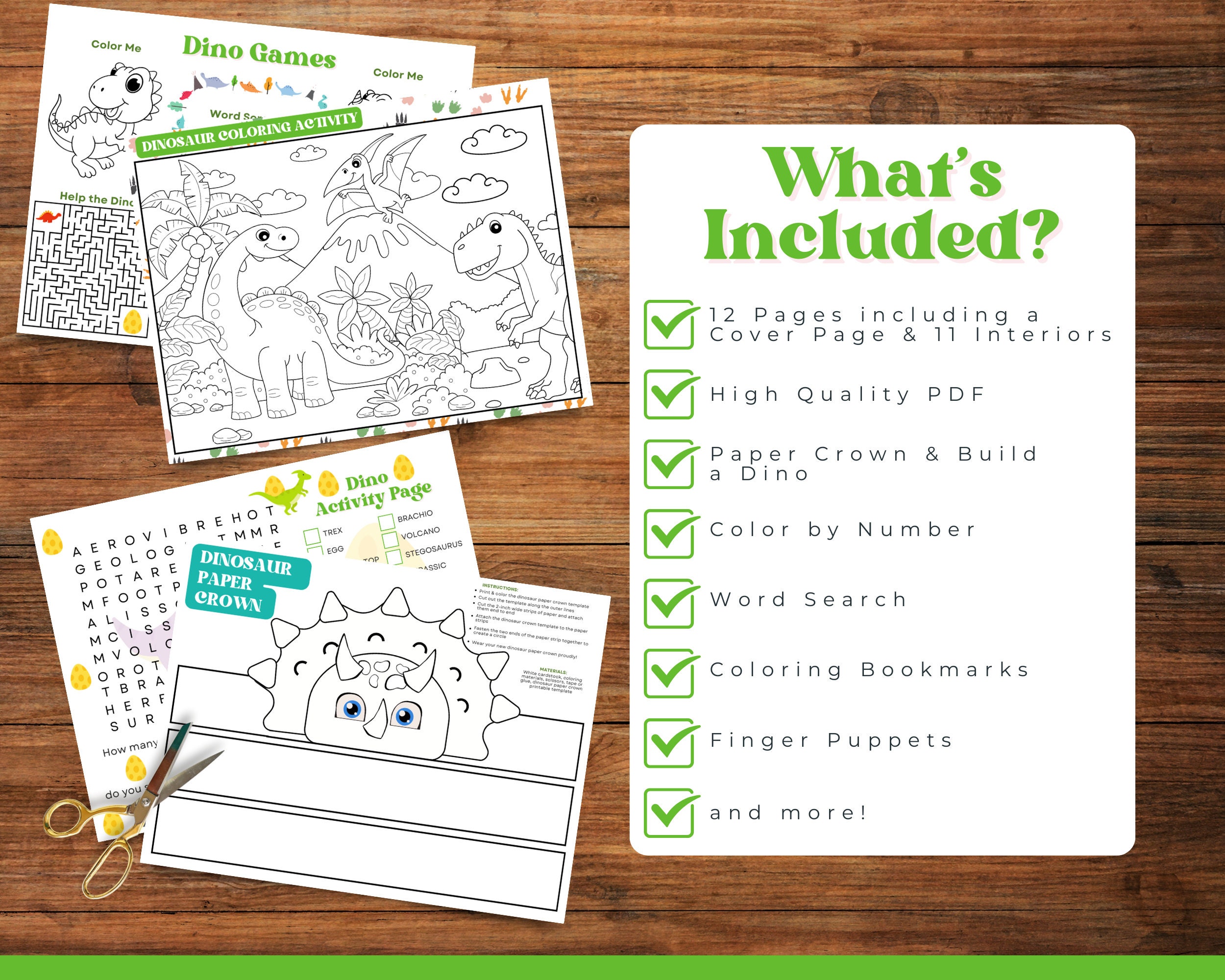 Dinosaur Kids Activity Sheets, Printable Dino Coloring Placemats, Kids ...