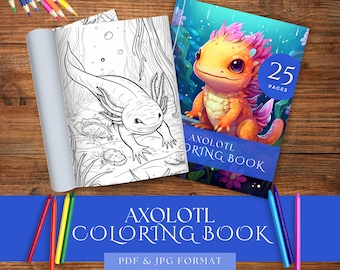 Livre de coloriage axolotl, 30 pages à colorier pour adultes et enfants, livres à colorier d'animaux axolotl à imprimer