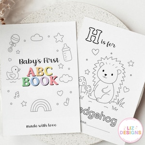 Baby Shower ABC Coloring Book, Baby&#39;s First ABC Book, Baby Shower Activity Sign, Printable Baby Guest Book, Alphabet Coloring Pages