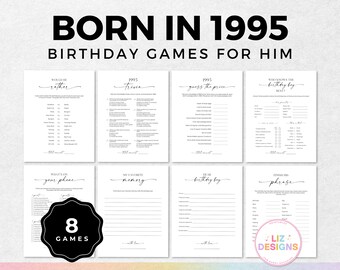Born in 1995 30th Birthday Games Bundle, 30th Birthday Party, 1995 Trivia, 1995 Party Games, Would He Rather, Party Games for Him, Boy Games