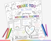 Teacher Appreciation Week Coloring Page, Printable Thank You from Kids, End of Year Gift, All About My Teacher, Custom Teacher Gift Ideas
