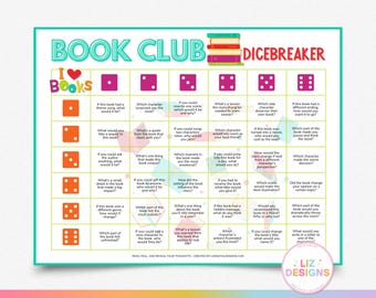 Printable Book Club Dice Game, Fun Book Club Icebreaker, Book Club Meeting Questions & Discussion Game, Conversation Starters, Roll the Dice