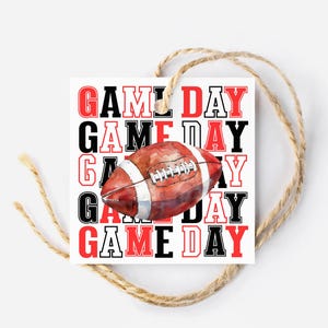 Printable Football Game Day Treat Tags, Game Day Snack Tags, Sport Party Favor Tags, Red Football Party Decor, Sports Team Snacks Gift Tag